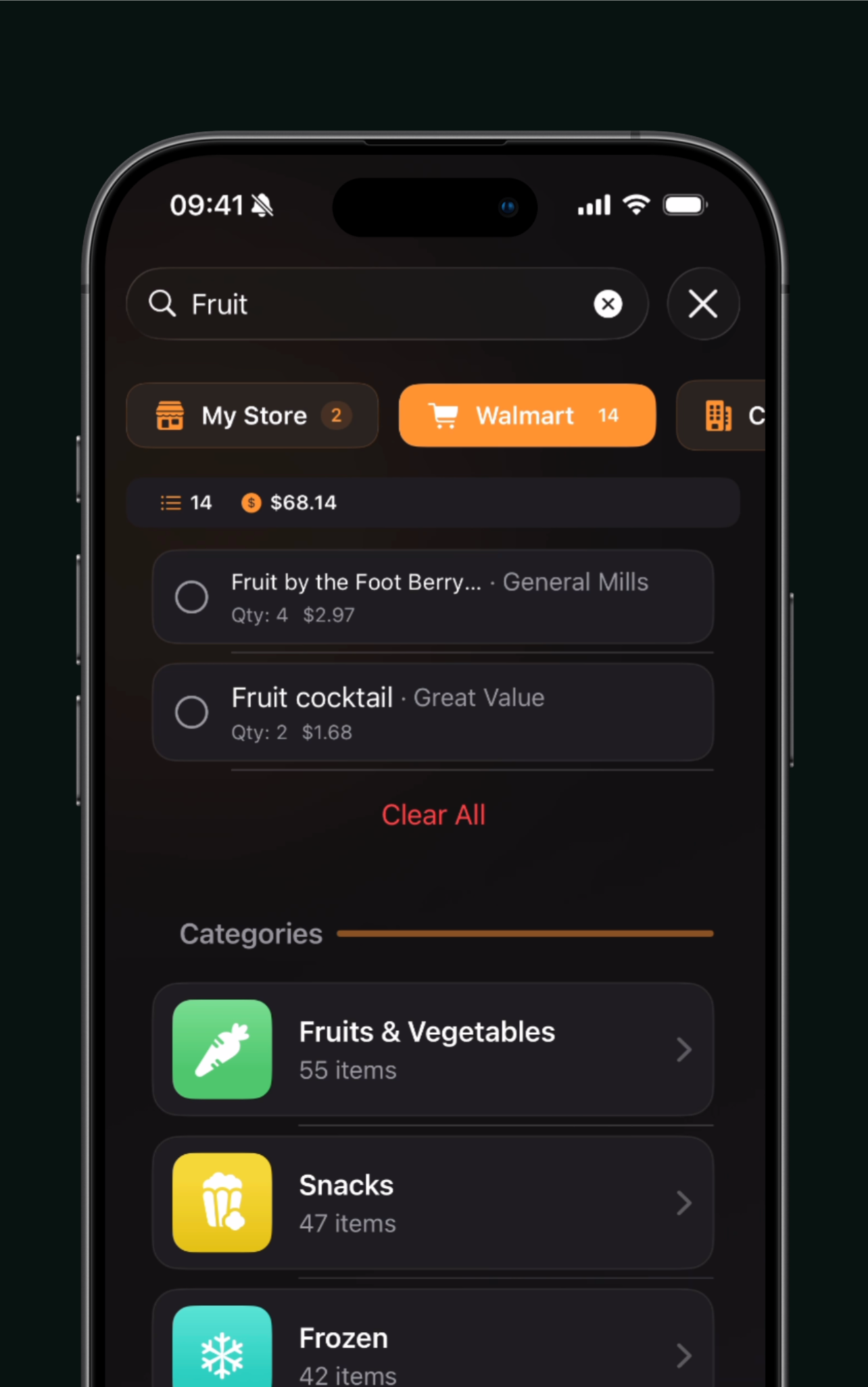 Search results and category browser
