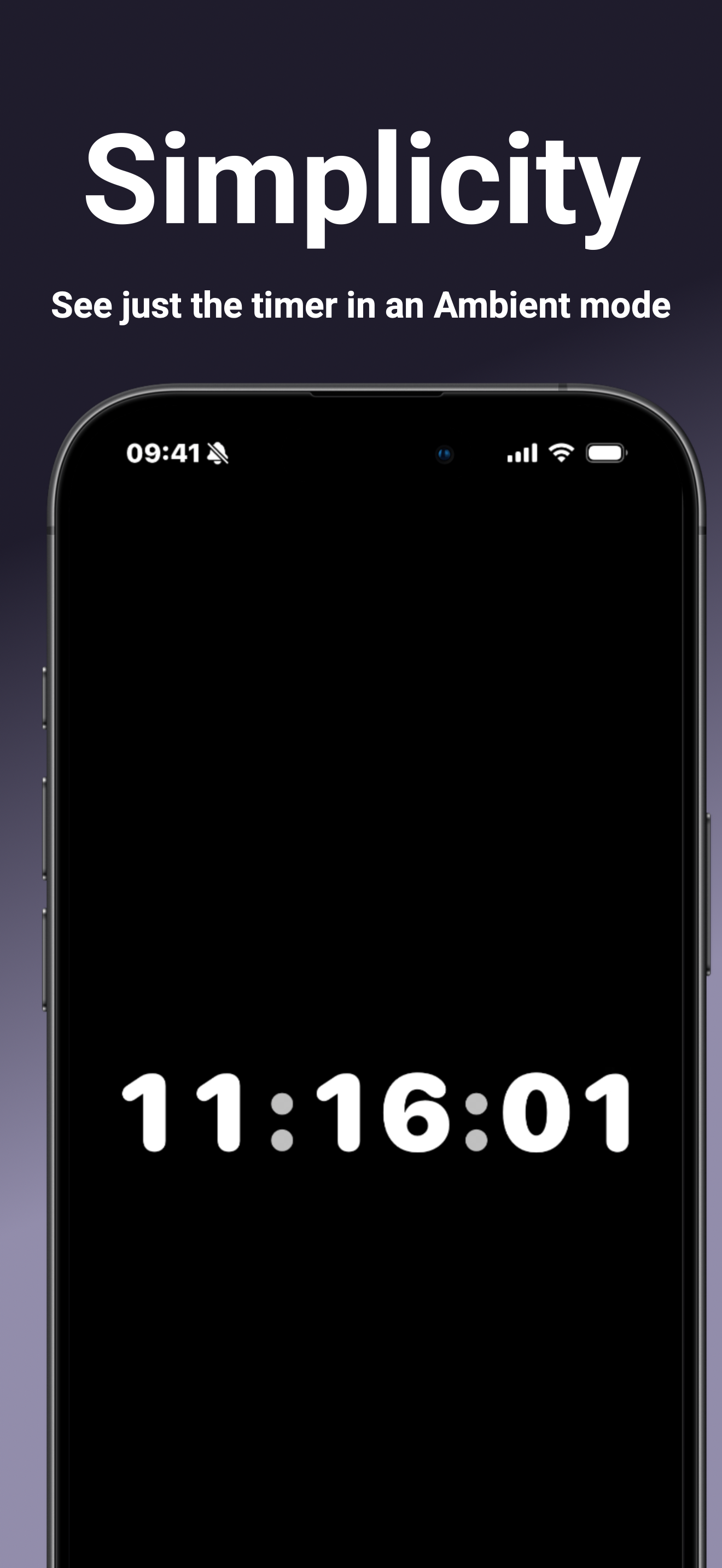 Ambient mode showing 11:16:01 in white on a pure black screen